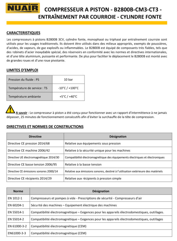 Compresseur à piston NUAIR – 3 CV – 150 litres – 230 V – Garantie 2 ans – Image 6